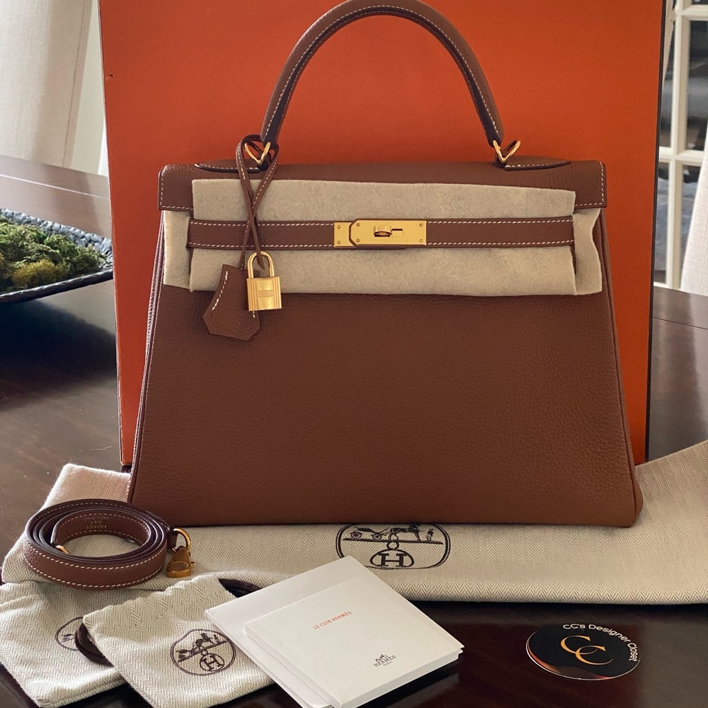 Hermes Kelly Retourne 32 Gold Togo Leather with Gold Hardware 2018 - Picture 2 of 16